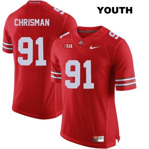 Youth NCAA Ohio State Buckeyes Drue Chrisman #91 College Stitched Authentic Nike Red Football Jersey GY20L37TJ